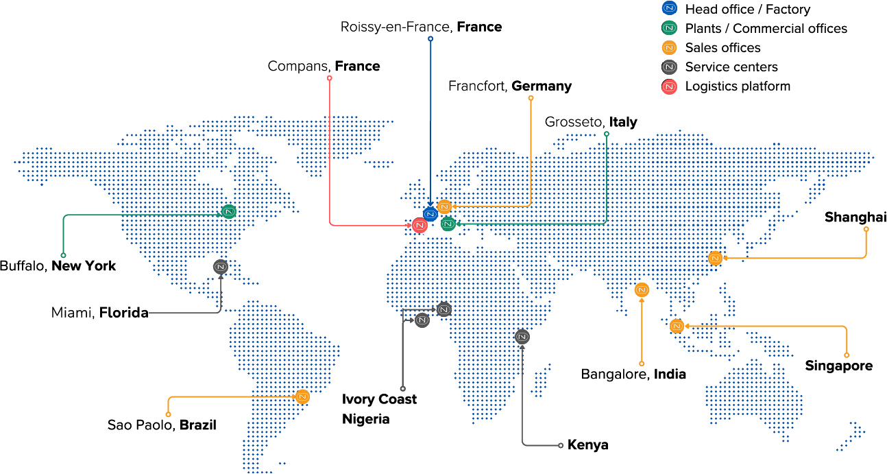 NOVAIR locations on global map