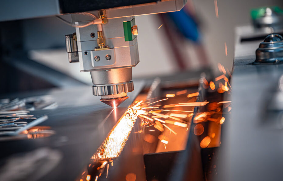 Close up of a laser cutter using nitrogen.