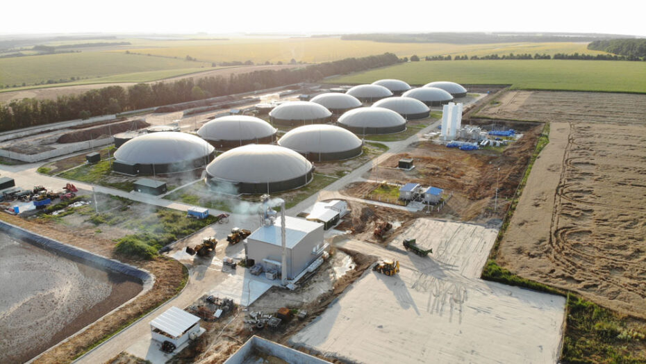 Biogas facility exterior to upgrade biogas to rng