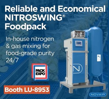 NOVAIR Nitroswing FoodPack nitrogen generator at Booth LU8953 at Pack Expo 2026